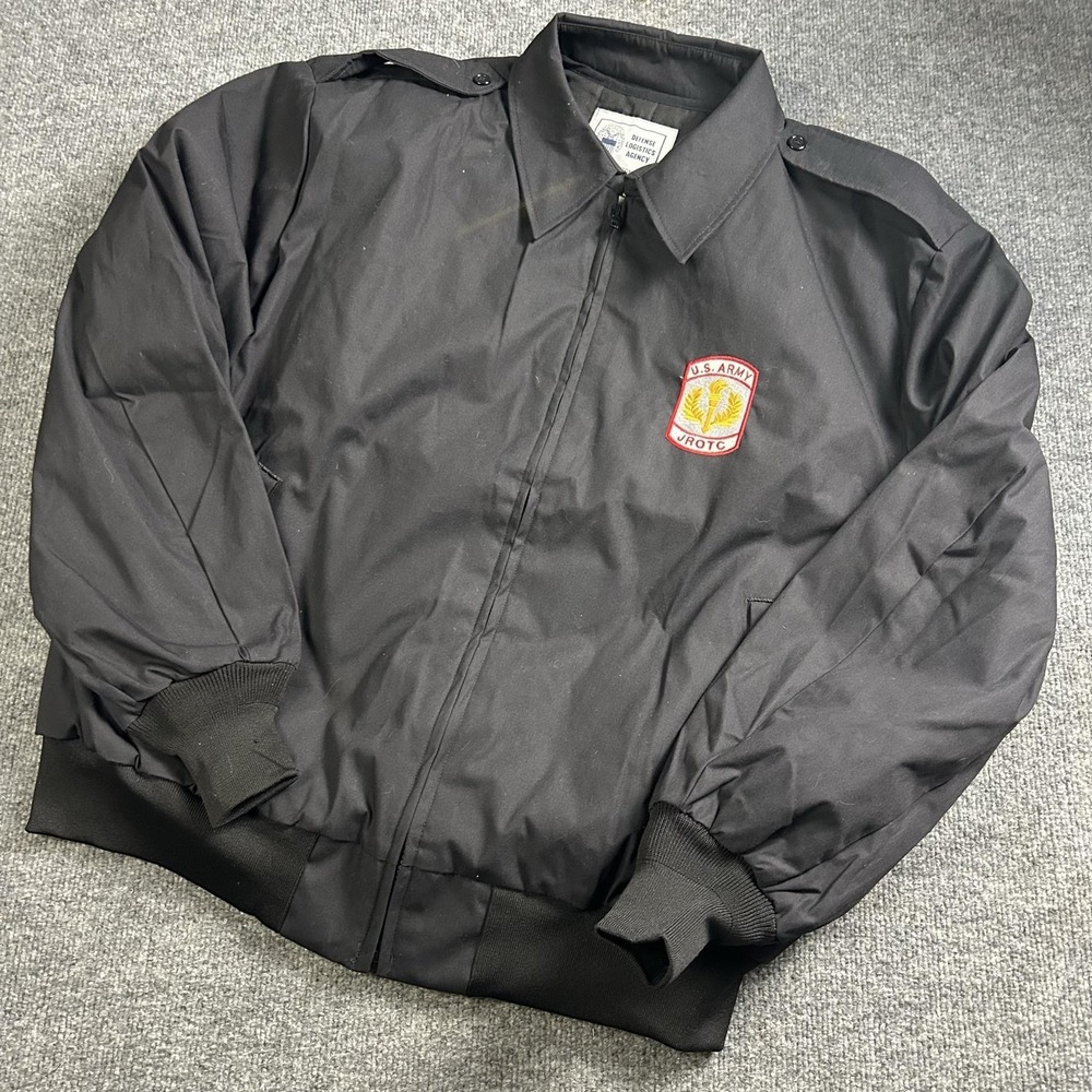 US Army JROTC Jacket Mens XL Black Garrison Collection Windbreaker Uniform